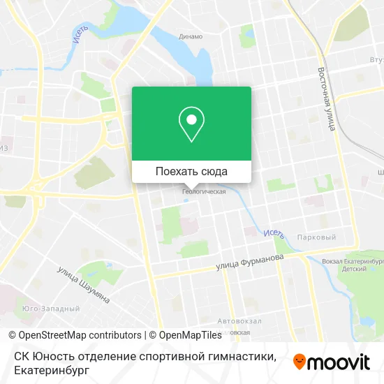 Карта СК Юность отделение спортивной гимнастики