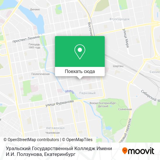 Карта Уральский Государственный Колледж Имени И.И. Ползунова