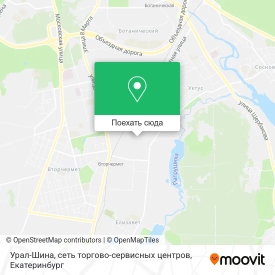 Карта Урал-Шина, сеть торгово-сервисных центров