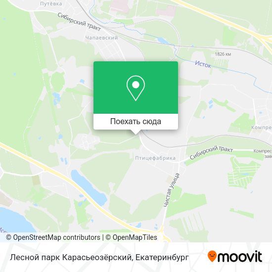 Карта Лесной парк Карасьеозёрский