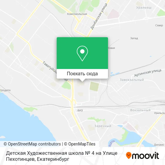 Карта Детская Художественная школа № 4 на Улице Пехотинцев