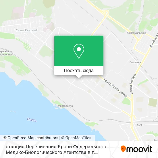 Карта станция Переливания Крови Федерального Медико-Биологического Агентства в г. Екатеринбурге