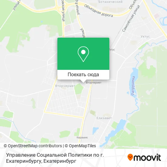 Карта Управление Социальной Политики по г. Екатеринбургу