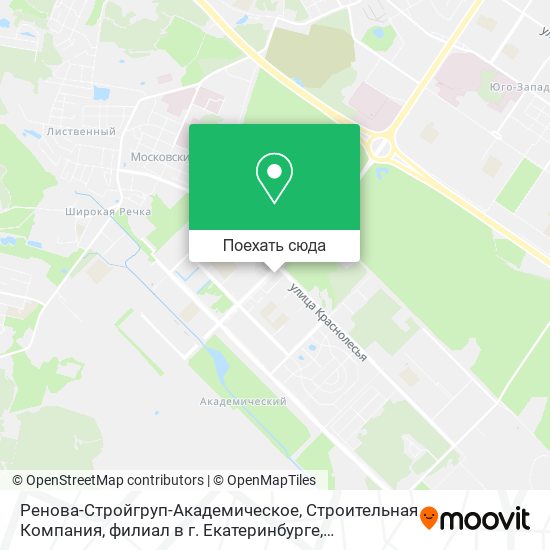 Карта Ренова-Стройгруп-Академическое, Строительная Компания, филиал в г. Екатеринбурге