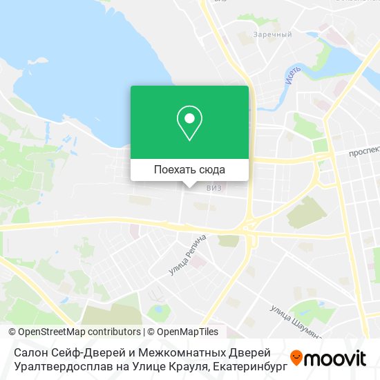 Карта Салон Сейф-Дверей и Межкомнатных Дверей Уралтвердосплав на Улице Крауля