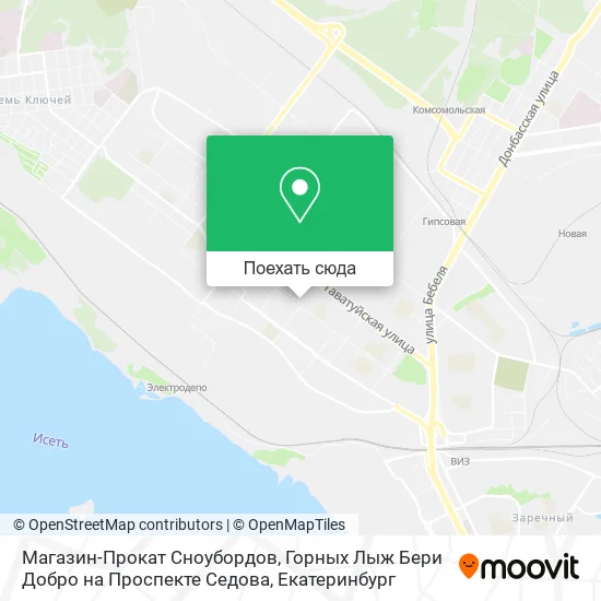 Карта Магазин-Прокат Сноубордов, Горных Лыж Бери Добро на Проспекте Седова