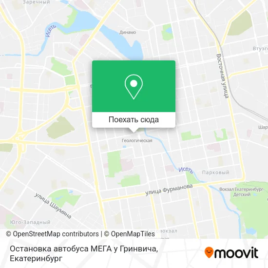 Карта Остановка автобуса МЕГА у Гринвича