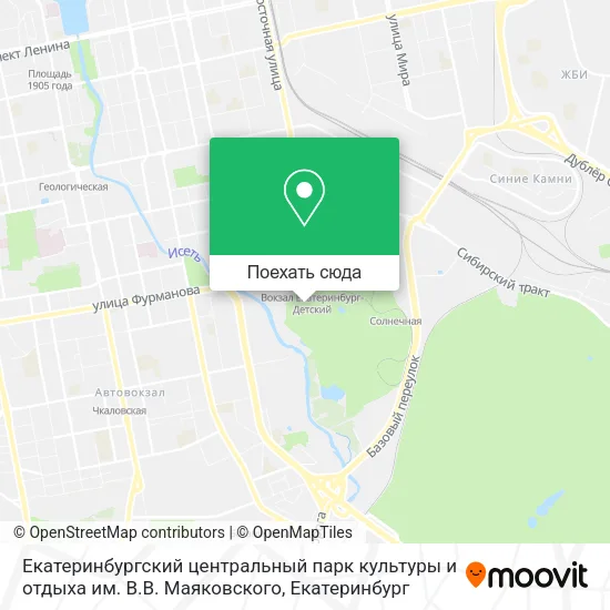Карта Екатеринбургский центральный парк культуры и отдыха им. В.В. Маяковского