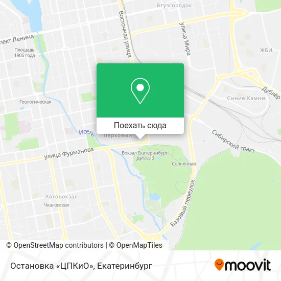 Карта Остановка «ЦПКиО»