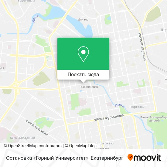 Карта Остановка «Горный Университет»