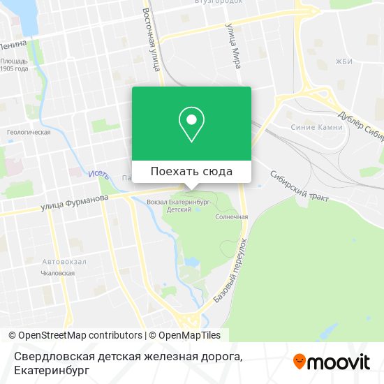 Карта Свердловская детская железная дорога