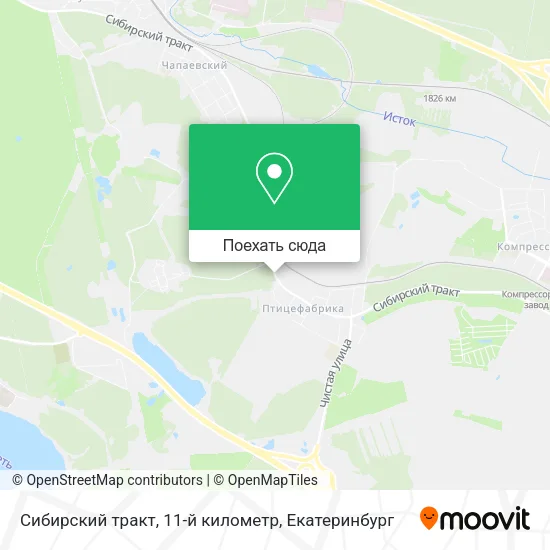 Карта Сибирский тракт, 11-й километр