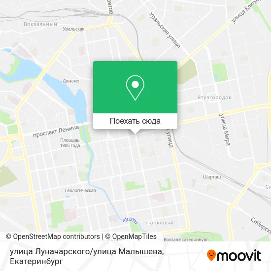 Карта улица Луначарского / улица Малышева