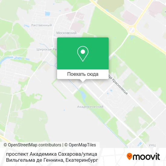 Карта проспект Академика Сахарова / улица Вильгельма де Геннина
