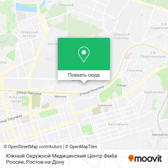 Карта Южный Окружной Медицинский Центр Фмба России