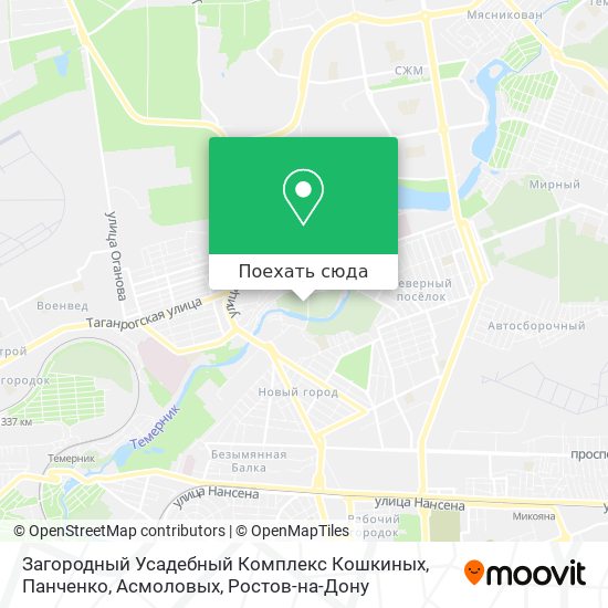Карта Загородный Усадебный Комплекс Кошкиных, Панченко, Асмоловых