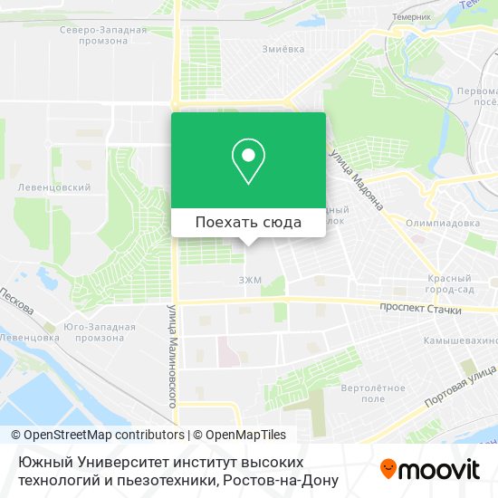 Карта Южный Университет институт высоких технологий и пьезотехники