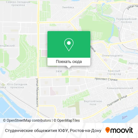 Карта Студенческие общежития ЮФУ