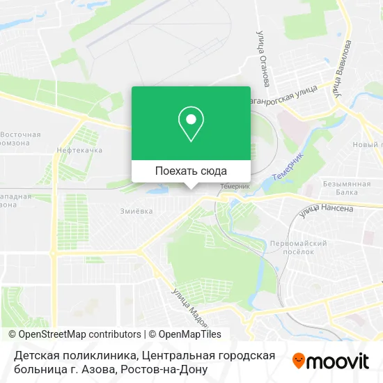 Карта Детская поликлиника, Центральная городская больница г. Азова