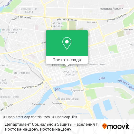 Карта Департамент Социальной Защиты Населения г. Ростова-на-Дону