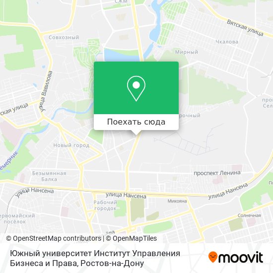 Карта Южный университет Институт Управления Бизнеса и Права