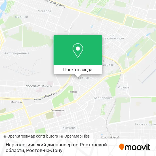 Карта Наркологический диспансер по Ростовской области