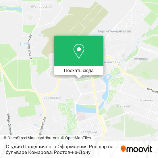 Карта Студия Праздничного Оформления Росшар на бульваре Комарова