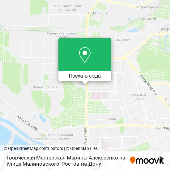 Карта Творческая Мастерская Марины Алексеенко на Улице Малиновского