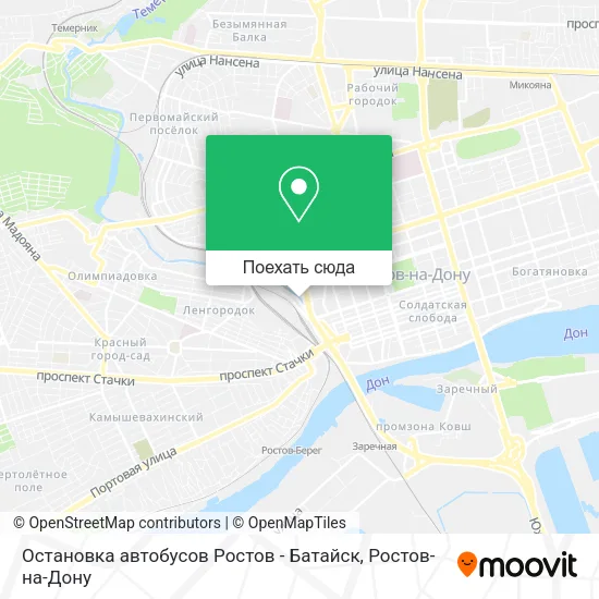 Карта Остановка автобусов Ростов - Батайск