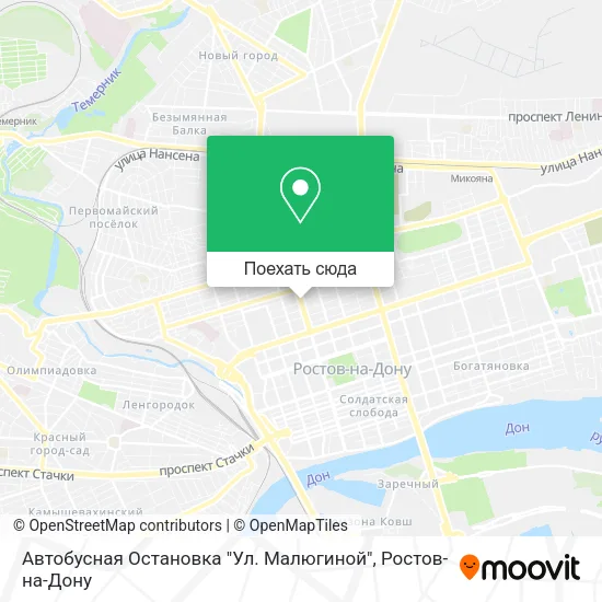 Карта Автобусная Остановка "Ул. Малюгиной"