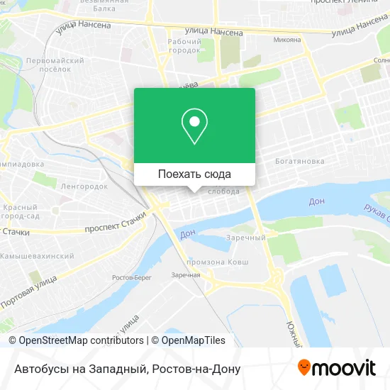 Карта Автобусы на Западный