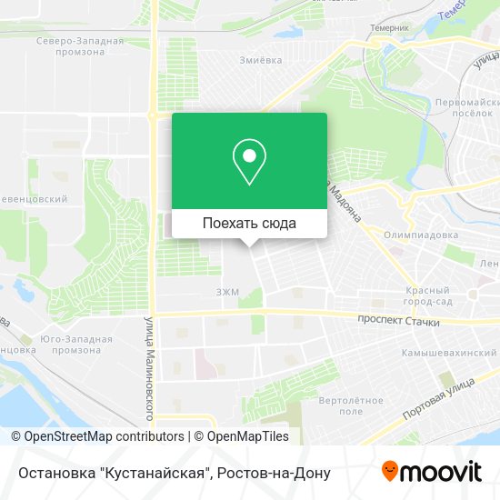 Карта Остановка "Кустанайская"
