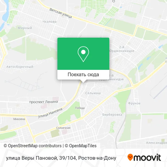 Карта улица Веры Пановой, 39/104