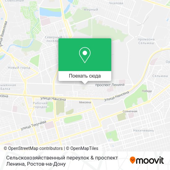 Карта Сельскохозяйственный переулок & проспект Ленина
