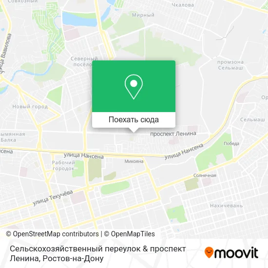 Карта Сельскохозяйственный переулок & проспект Ленина