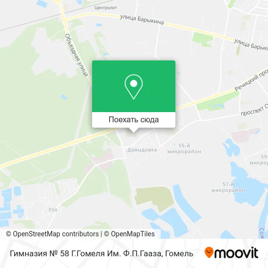 Карта Гимназия № 58 Г.Гомеля Им. Ф.П.Гааза