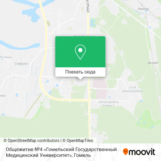 Карта Общежитие №4 «Гомельский Государственный Медицинский Университет»
