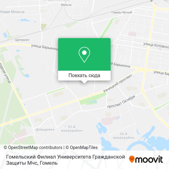 Карта Гомельский Филиал Университета Гражданской Защиты Мчс