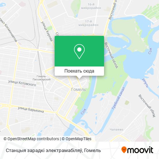 Карта Станцыя зарадкі электрамабіляў