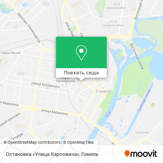 Карта Остановка «Улица Карповича»