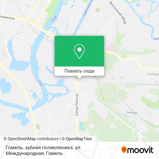 Карта Гомель. зубная поликлиника. ул. Международная