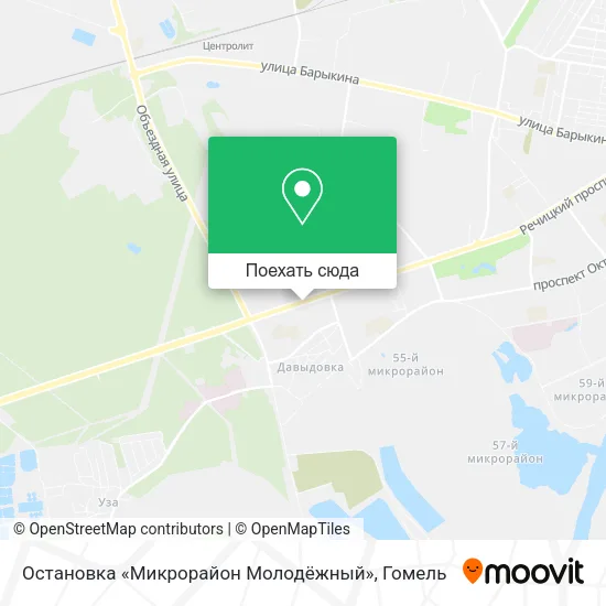 Карта Остановка «Микрорайон Молодёжный»