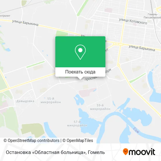 Карта Остановка «Областная больница»