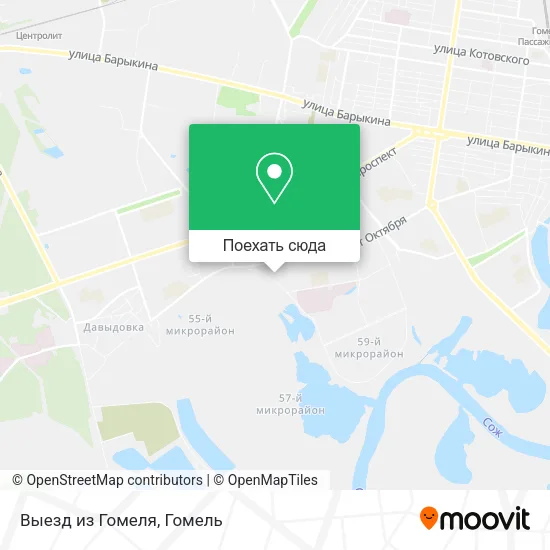 Карта Выезд из Гомеля