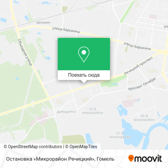 Карта Остановка «Микрорайон Речицкий»