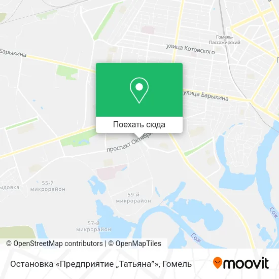 Карта Остановка «Предприятие „Татьяна”»