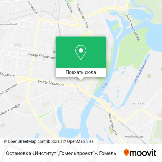 Карта Остановка «Институт „Гомельпроект“»