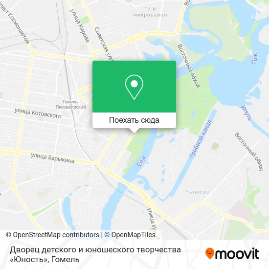 Карта Дворец детского и юношеского творчества «Юность»