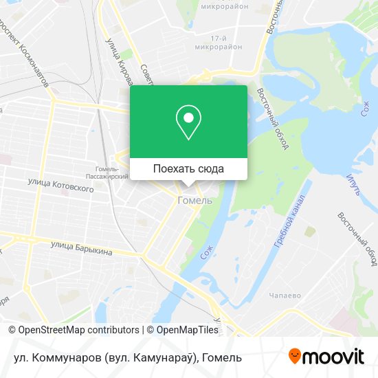 Карта ул. Коммунаров (вул. Камунараў)