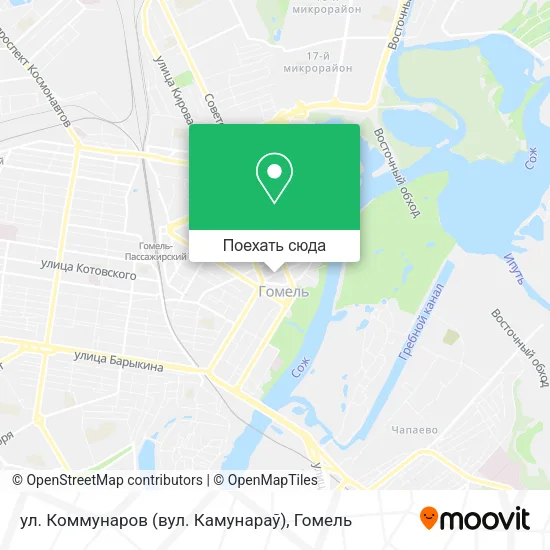 Карта ул. Коммунаров (вул. Камунараў)